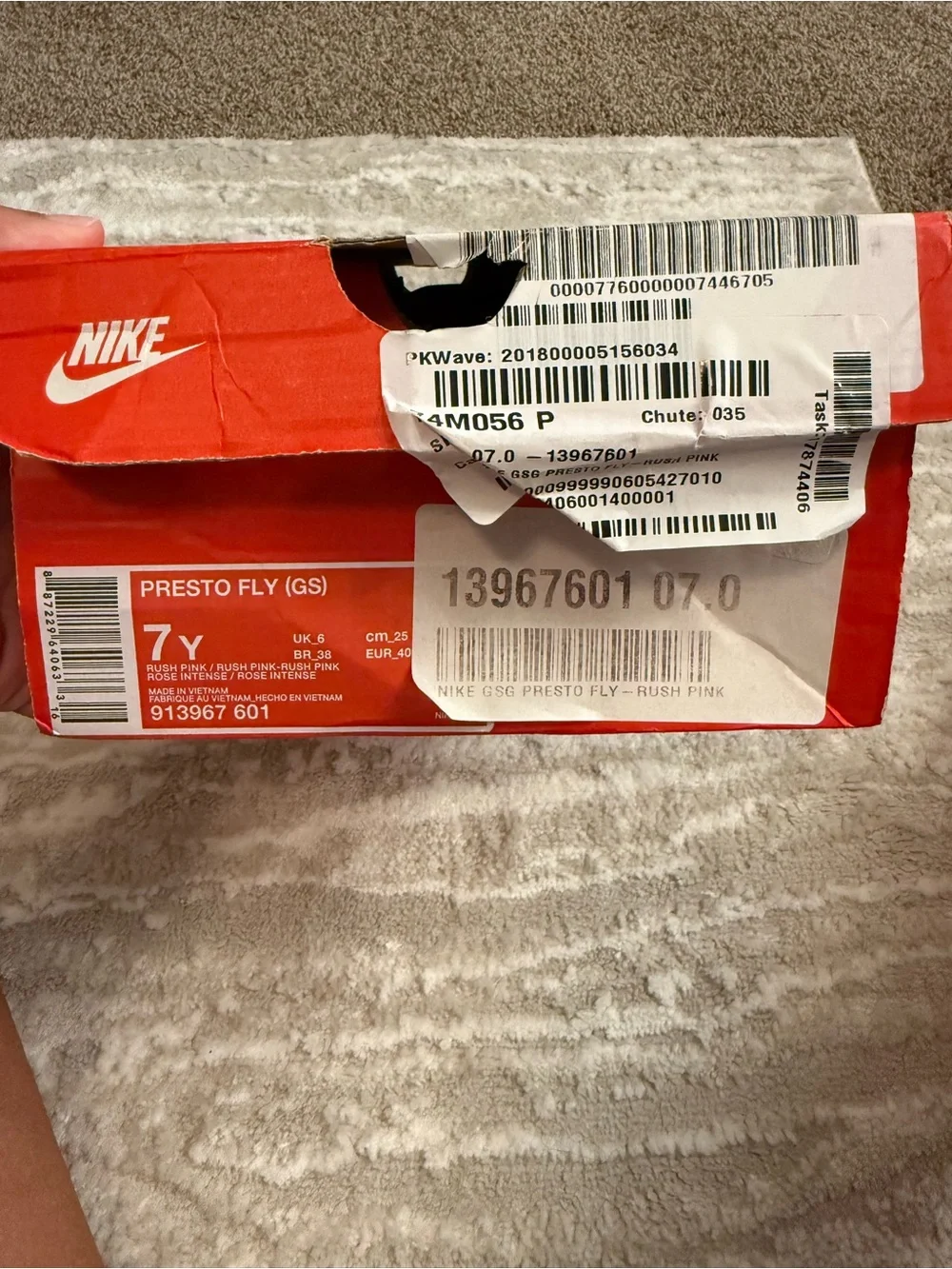 Nike Presto Fly GS Red Athletic Sneakers Size 7Y